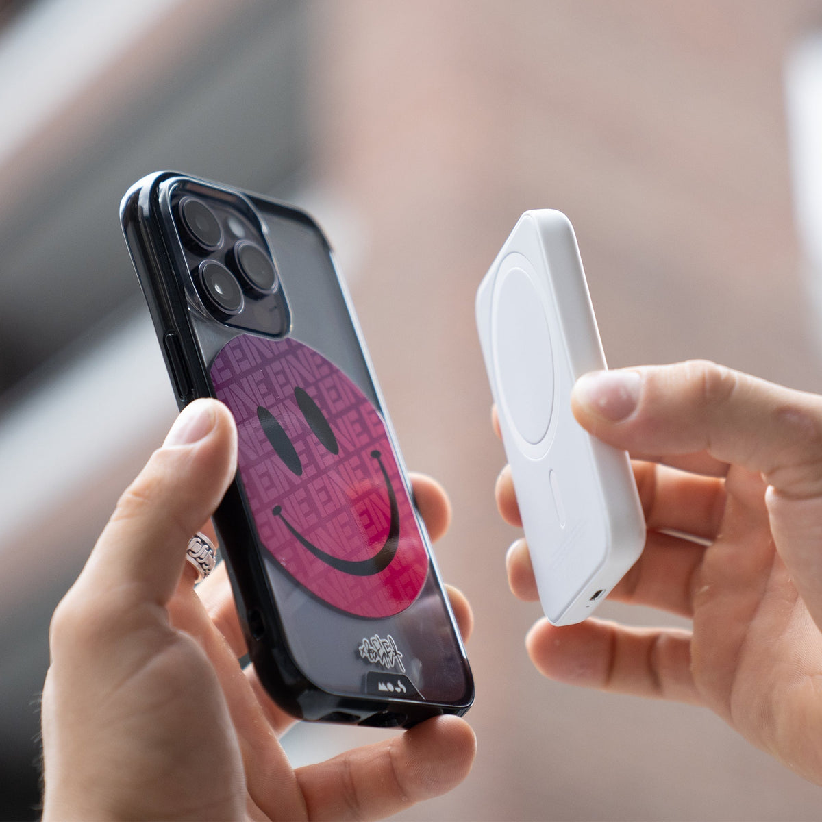 Pink Smiley Protective Phone Case - Ben Eine MagSafe
