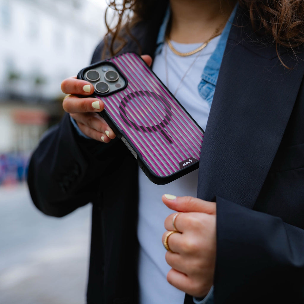 Mulberry Protective Phone Case - Pinstripe MagSafe