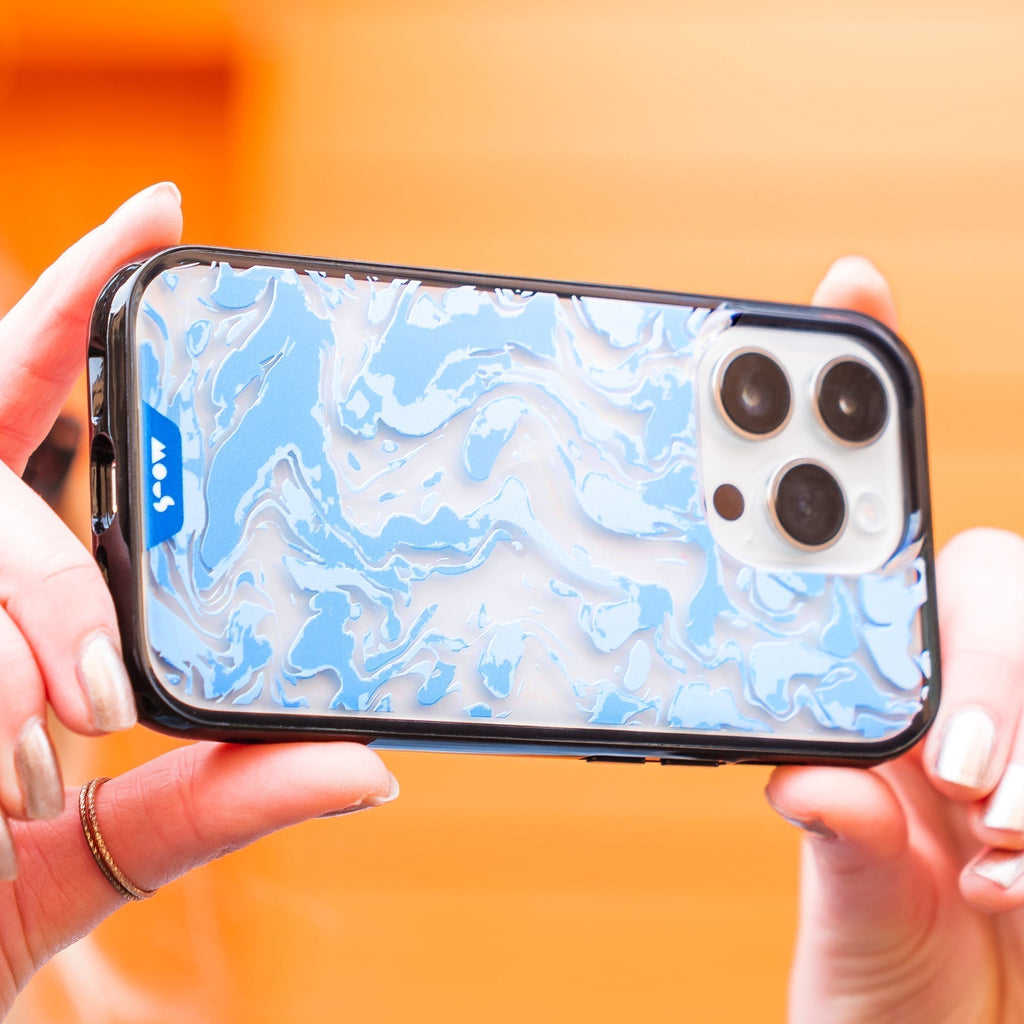 Sky Blue Protective Phone Case - Marbled