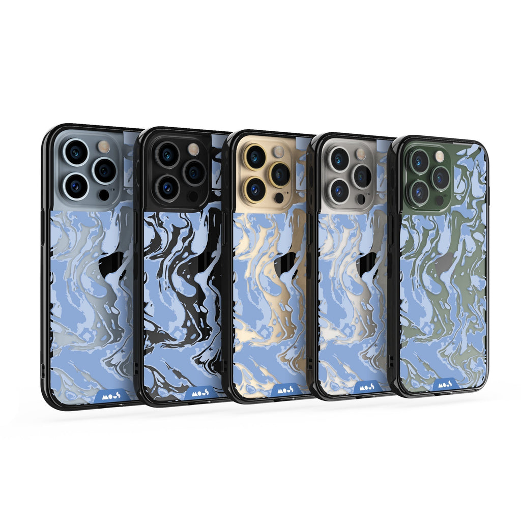 Sky Blue Protective Phone Case - Marbled