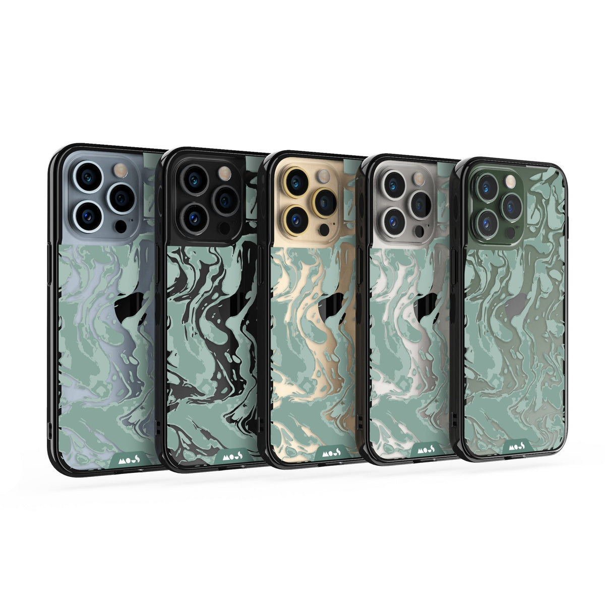 Sage Green Protective Phone Case - Marbled